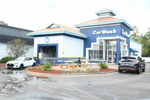Car, Person, Car Dealership. Text: CarWash W