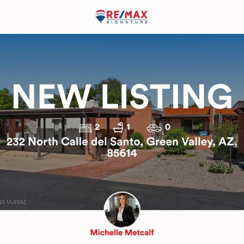 Hotel, Villa, City. Text: RE/MAX SIGNATURE NEW LISTING 2 232 North Calle del Santo, Green Valley, AZ, 85614 26 MLSSAZ Michelle Metcalf