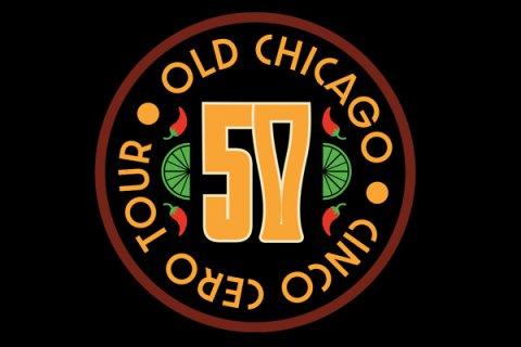 Logo, Scoreboard, Symbol. Text: TOUR CERO OLD CINCO . CHICAGO