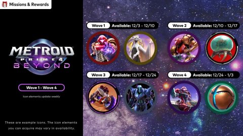 Purple, Advertisement, Person. Text: Missions &amp; Rewards Weve 2 METROID BEYOND Weve 3