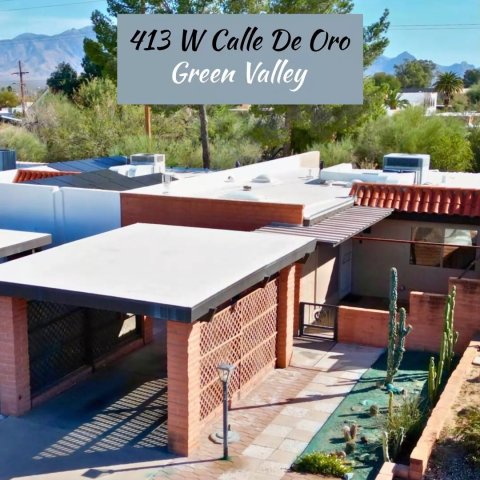 Terrace, Housing, Villa. Text: 413 W Calle De Oro Green Valley