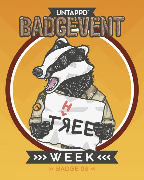 Advertisement, Poster, Dog. Text: UNTAPPD™ BADGEVENT WEEK &lt;&lt;&lt;