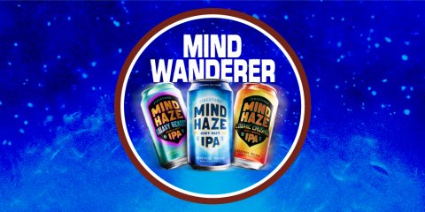 Tin, Can, Beer. Text: MIND WANDERER MIND MIND MIND HAZE HAZE HAZE IPA IPA