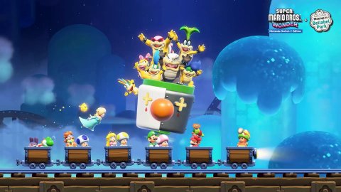 Game, Super Mario, Person. Text: SUPER MARIO BROS. WONDER Bellabel Park