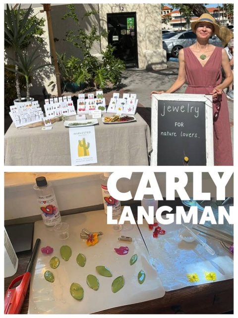 Plant, Person, Woman. Text: jewelry FOR HARVESTED CARLY LANGMAN