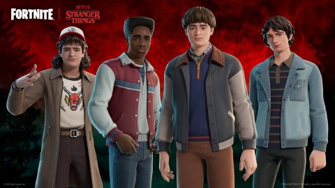 Coat, Jacket, Vest. Text: FORTNITE STRANGER THINGS