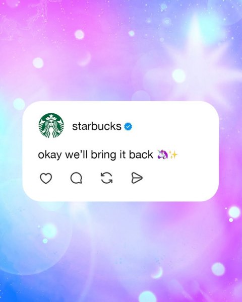 Text, Outdoors, Sky. Text: starbucks okay we'll bring it back