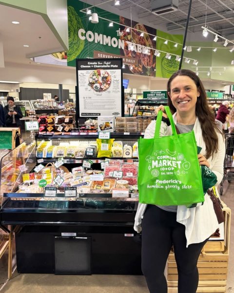 Shop, Indoors, Handbag. Text: COMMON TABLE COMMON MARKET CO+OP Frederick's