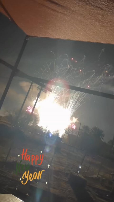 Flare, Fire, Explosion. Text: Happy