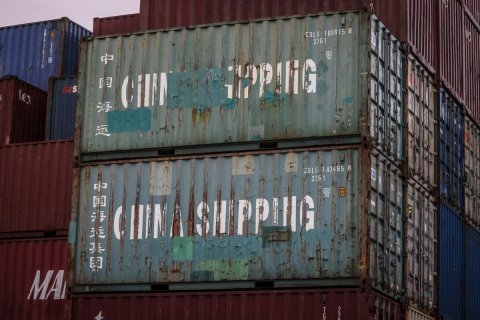 Shipping Container, Cargo Container. Text: MA