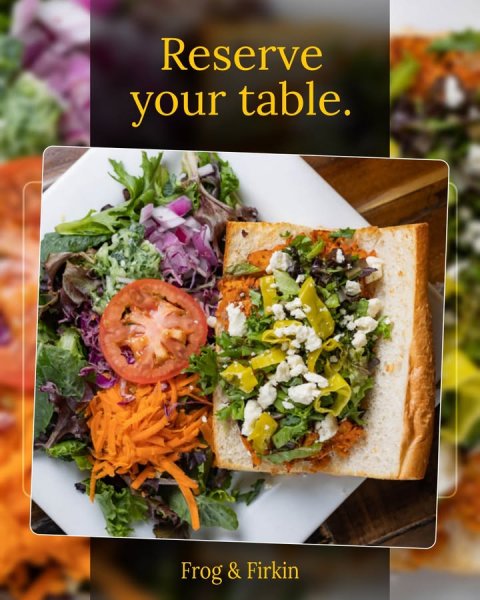 Food, Lunch, Sandwich. Text: Reserve your table.