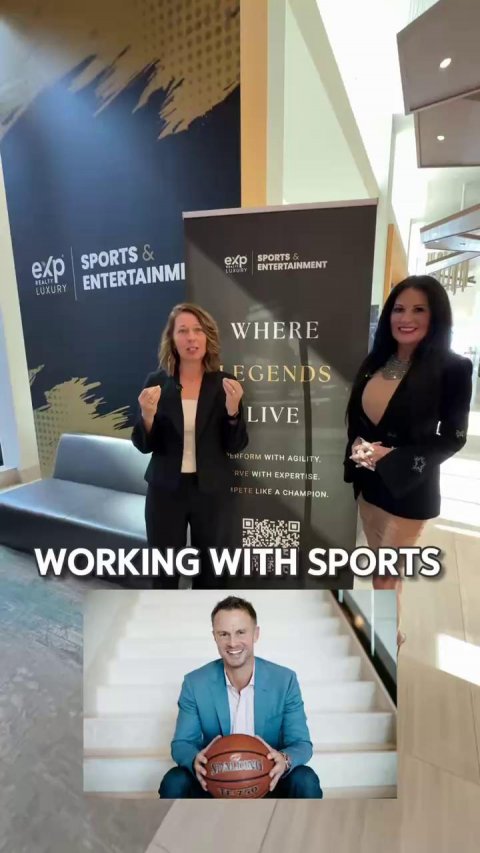 Advertisement, Poster, Basketball (Ball). Text: SPORTS &amp; exp exp SPORTS &amp; ENTERTAINMENT ENTERTAINMI LUXURY WHERE EGENDS LIVE WORKING WITH SPORTS