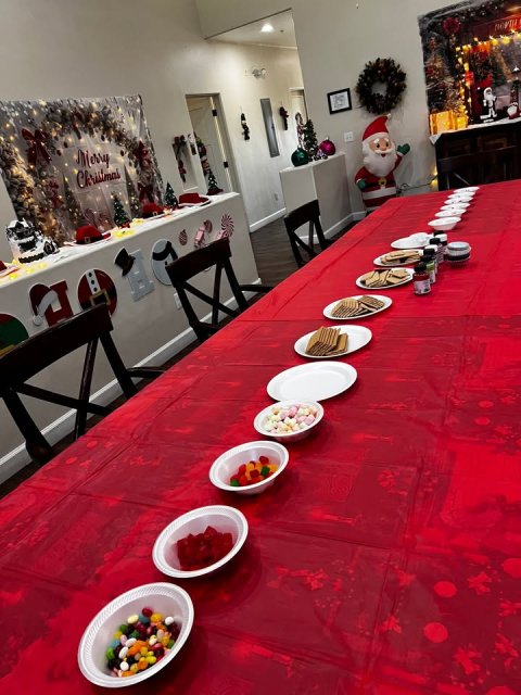 Dining Table, Chair, Indoors. Text: Merry Christmas