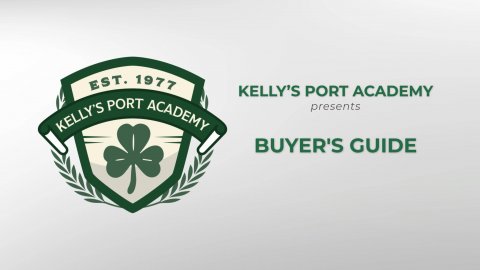Logo, Ketchup, Symbol. Text: EST. 1977 KELLY'S PORT ACADEMY KELLY'S PORT ACADEMY presents BUYER'S GUIDE