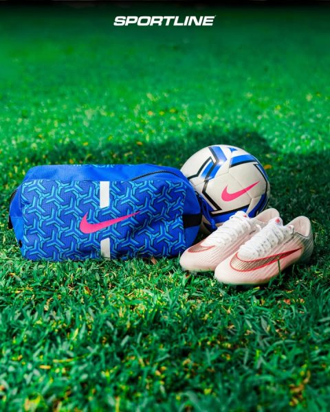 Soccer Ball, Shoe, Grass. Text: SPORTLINE