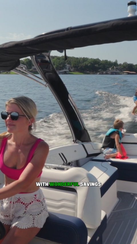 Lifejacket, Vest, Yacht. Text: WITH WONDERFUL SAVINGS