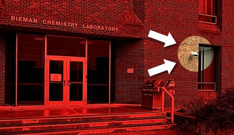 Brick, Door, City. Text: RIEMAN CHEMISTRY LABORATORY