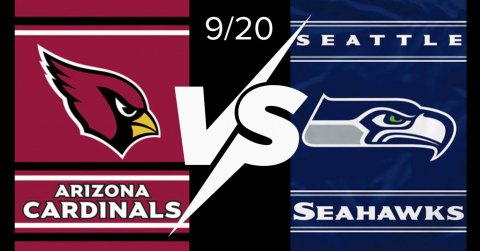 Scoreboard, Text, Bird. Text: 9/20 SEATTLE S ARIZONA CARDINALS SEAHAWKS