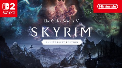 Book, Publication, Person. Text: NINTENDO SWITCH The Glder Scrolls V SKYRIM ANNIVERSARY EDITION