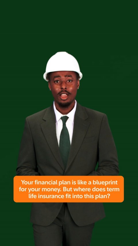 Hardhat, Helmet, Suit. Text: Your financial plan is like a blueprint for your money. But where does term life insurance fit into this plan?