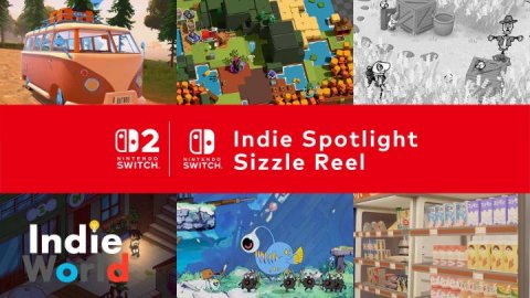 Shop, Bus, Indoors. Text: Indie Spotlight NINTENDO SWITCH SWITCH Sizzle Reel Indie World
