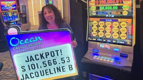 Urban, Person, Woman. Text: 50 50 50 50 100 50 250 Ocean CASINO-RESORT ATLANTIC CITY JACKPOT!