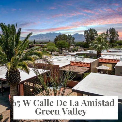 Villa, Hotel, Resort. Text: 65 W Calle De La Amistad Green Valley