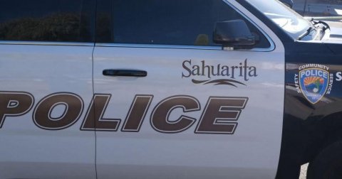 Car, Vehicle, Logo. Text: Sahuarita SAFETY COMMUNITY POLICE SERVICE S POLICE