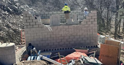 Construction, Brick, Person.