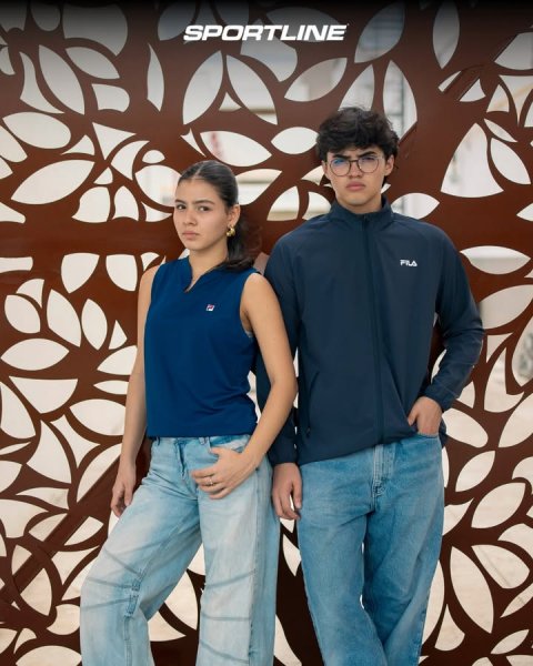 Pants, Jeans, Sleeve. Text: SPORTLINE FILA