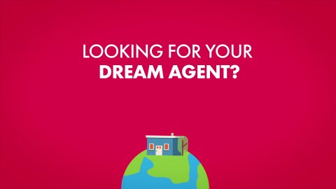 Advertisement, Poster, Outer Space. Text: LOOKING FOR YOUR DREAM AGENT?