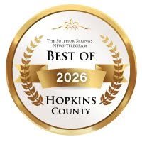 Gold, Badge, Disk. Text: BEST OF 2026 HOPKINS COUNTY