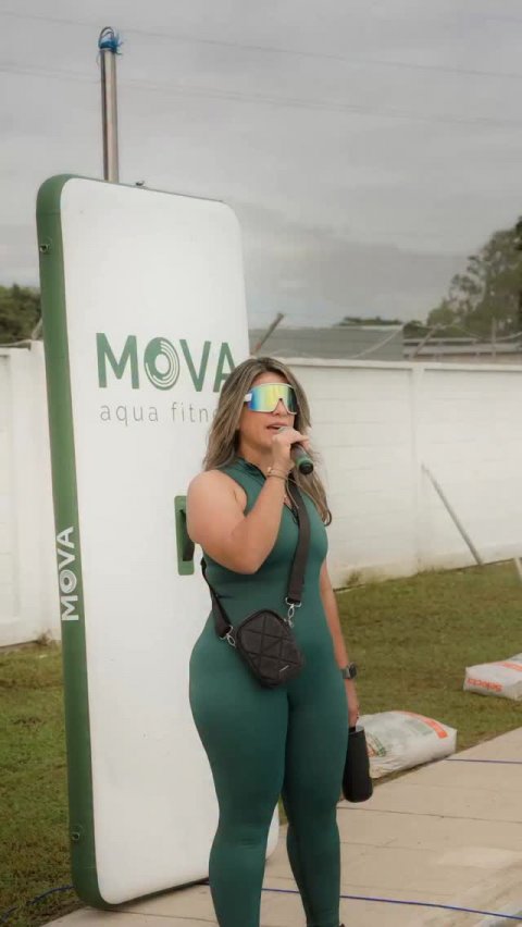 Costume, Spandex, Sunglasses. Text: MOVA aqua fitn MOVA