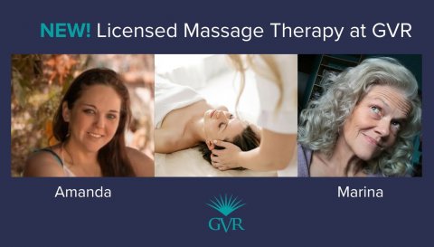 Head, Face, Portrait. Text: NEW! Licensed Massage Therapy at GVR Amanda Marina GVR
