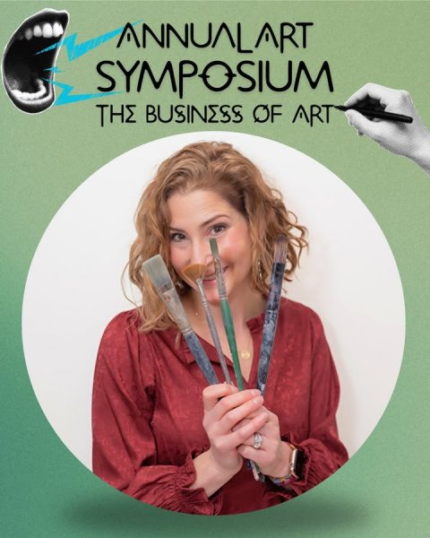 Photography, Portrait, Brush. Text: ANNUALART SYMPOSIUM THE BUSINESS OF ART