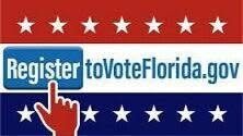Logo, Scoreboard, Symbol. Text: Register toVoteFlorida.gov