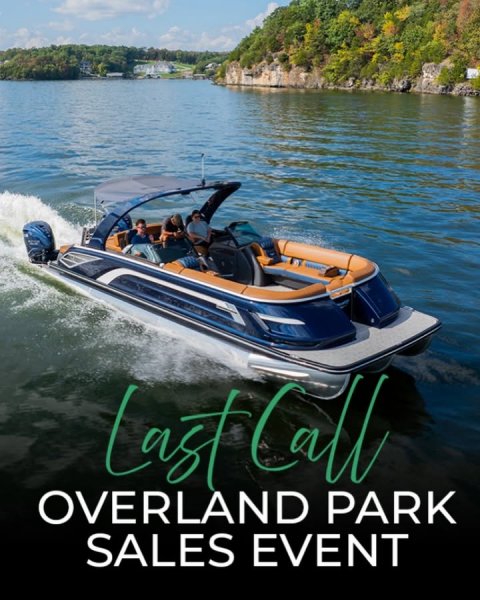 Boat, Water, Boating. Text: Call Last OVERLAND PARK SALES EVENT
