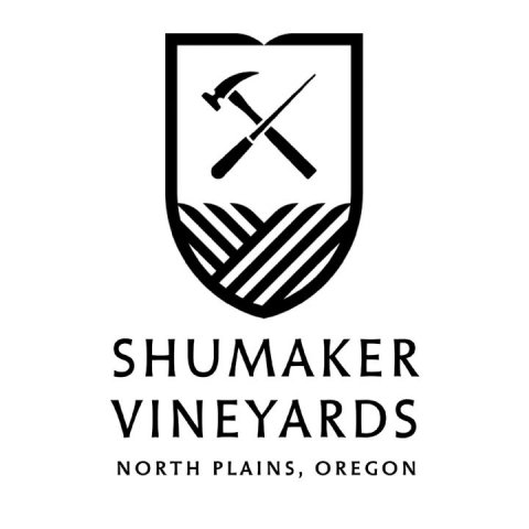 Logo, Smoke Pipe, Text. Text: SHUMAKER VINEYARDS NORTH PLAINS, OREGON