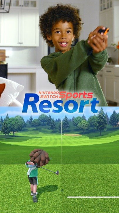 Photography, Portrait, Grass. Text: NINTENDO SWITCH TM Resort Sports