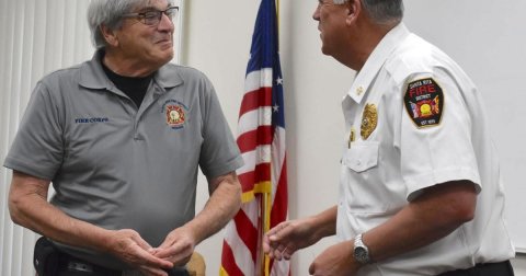 Adult, Man, Person. Text: FIRE