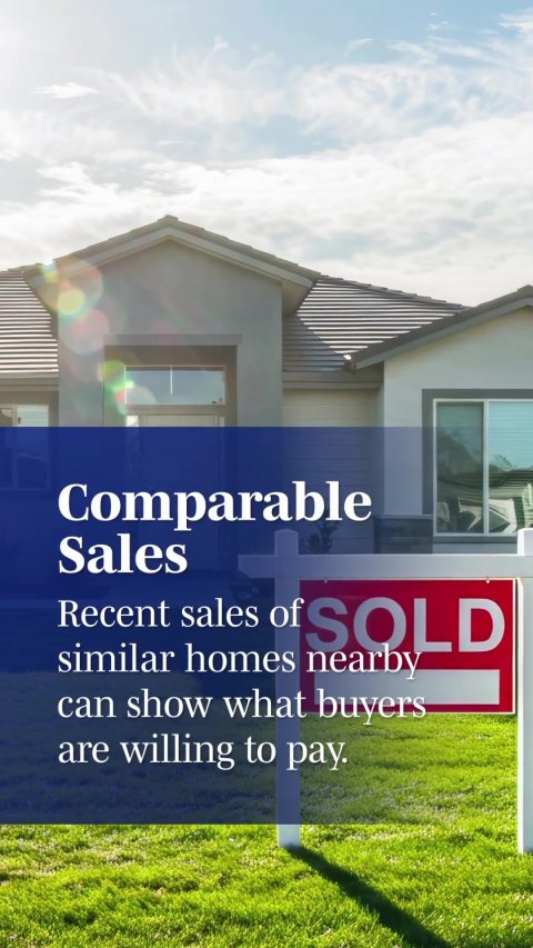 Grass, Advertisement, Neighborhood. Text: Comparable Sales Recent similar sales homes of SOLD nearby can show what buyers are willing to pay.