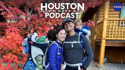 Shelter, Bag, Tree. Text: HOUSTON NASA WE HAVE A PODCAST