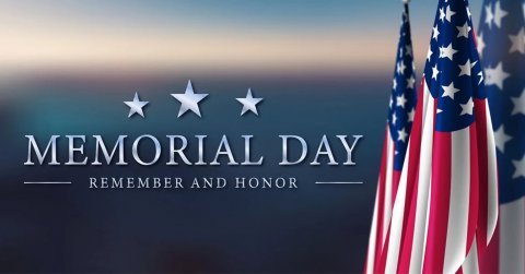 American Flag, Flag. Text: MEMORIAL DAY REMEMBER AND HONOR
