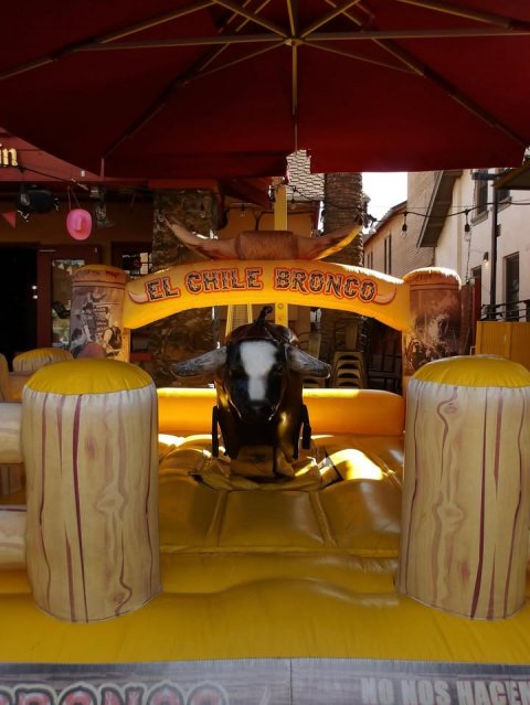 Play Area, Person, Outdoors. Text: in EL CHILE BRONCO NO NOS HACEN