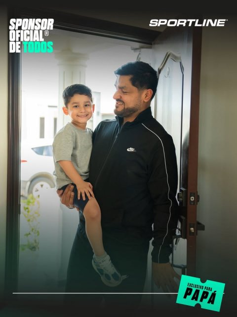 Portrait, Door, People. Text: SPONSOR SPORTLINE OFICIAL® F DE TODOS PAPÁ
