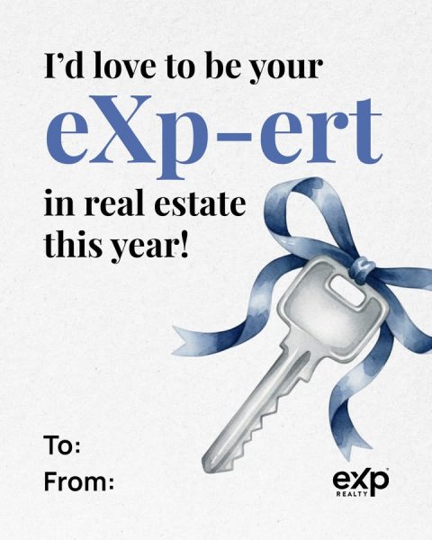 Key, Smoke Pipe. Text: I'd love to be your in real estate this year! To: From: exp REALTY