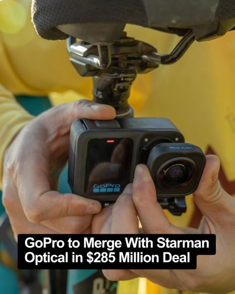 Photography, Video Camera, Person. Text: GoPro GoPro to Merge With Starman Optical in $285 Million Deal