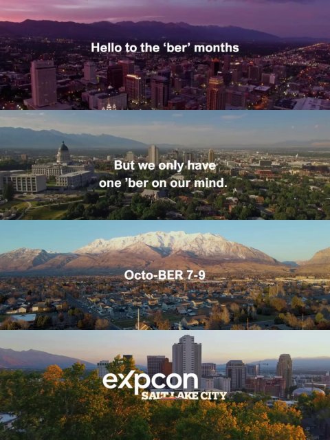 City, Metropolis, Urban. Text: Hello to the 'ber' months But we only have one 'ber on our mind. Octo-BER 7-9 expcon